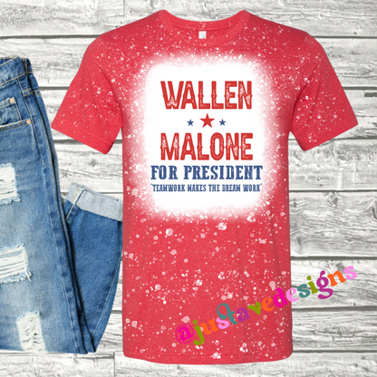 Wallen Malone for President Bleached Graphic Tee