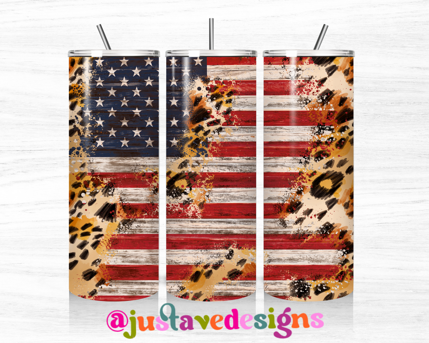 American Flag & Cheetah 20oz Skinny Tumbler