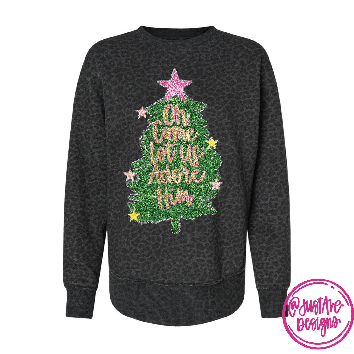 Oh Come Let Us Adore Him Glitter Sweatshirt