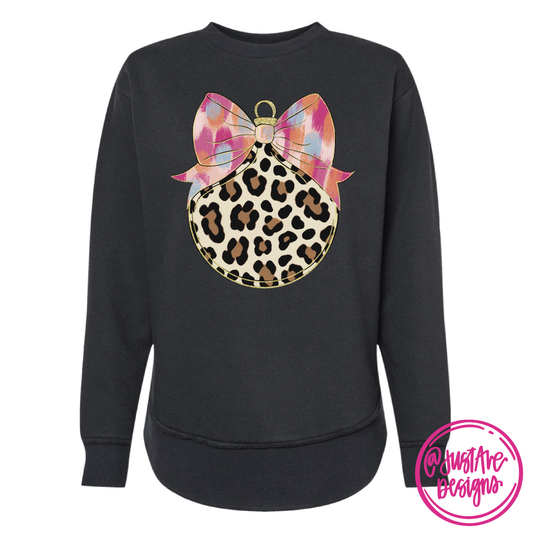 Leopard & Pink Christmas Ornament Sweatshirt