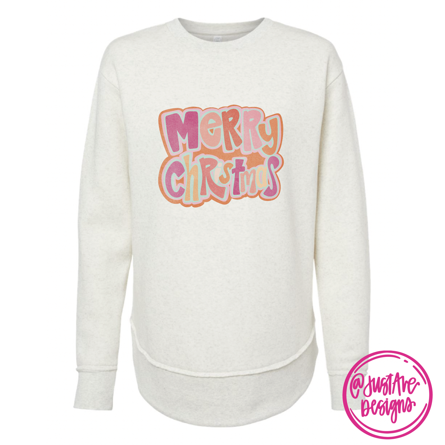 Merry Christmas Retro Print Sweatshirt