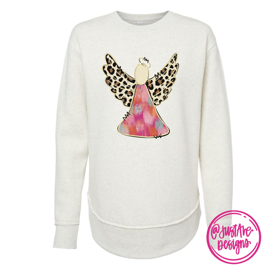 Pink and Cheetah Christmas Angel Sweatshirt