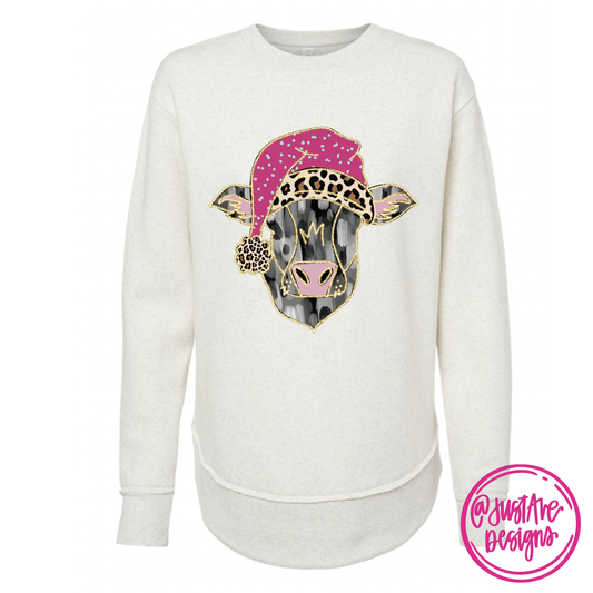 Christmas Cow Glitter Sweatshirt