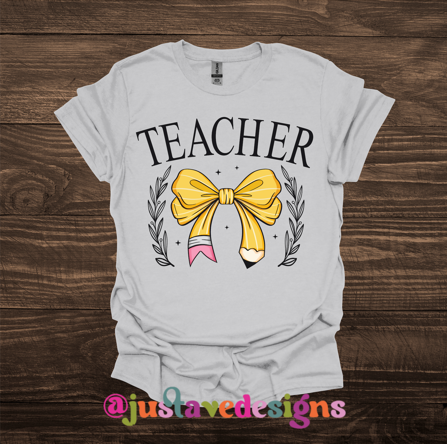 Teacher Coquette Pencil Bow Tee