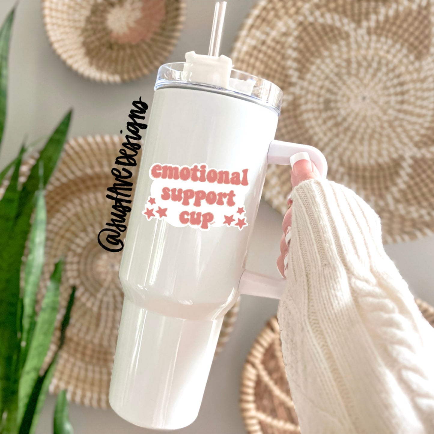 Emotional Support Cup Die Cut Tumbler Cup Sticker